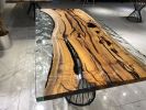 Clear Epoxy Table, Custom Epoxy Dining Table, Resin Table | Tables by Tinella Collection. Item composed of wood & metal compatible with contemporary and coastal style