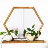 Hexagon Mirror with Wooden Shelf | Decorative Objects by Dot & Rose. Item made of maple wood & glass