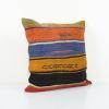 Handwoven Black and Brown Striped Turkish Kilim Pillow | Sham in Linens & Bedding by Vintage Pillows Store. Item made of cotton with fiber