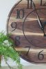 Live Edge 42" Black Walnut Wall Clock with Roman Numerals | Decorative Objects by Hazel Oak Farms. Item made of walnut