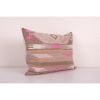Anatolian Striped Pink Geometric Kilim Rug Pillow Cover, Vin | Cushion in Pillows by Vintage Pillows Store