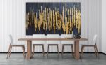 Original abstract gold leaf painting dark blue painting gold | Oil And Acrylic Painting in Paintings by Berez Art. Item composed of canvas in minimalism style