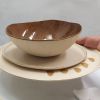 Modern Stoneware Dinner Set in Brown & Cream & 24k Gold Trim | Bowl in Dinnerware by YomYomceramic
