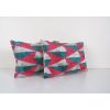 Silk Ikat Velvet Lumbar Pillow Cover, Matching Pink Ikat Lum | Cushion in Pillows by Vintage Pillows Store