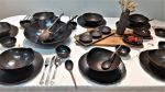 Unique Black Ceramic Dinnerware Set for 8 - Complete 33 | Plate in Dinnerware by YomYomceramic. Item composed of stoneware