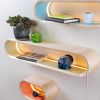 LED Floating Shelf: Bent Wood Wall Display with Colorful Interior | Shelving in Storage by Spacecraft Furnishing