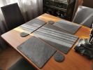 Modern anthracite gray table placemat of stone, 1 pc. | Tableware by DecoMundo Home. Item composed of fabric and stone in minimalism or industrial style