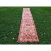 Long Gallery Turkish Runner With Geometric Tribal Medallions | Runner Rug in Rugs by Vintage Pillows Store. Item composed of cotton and fiber