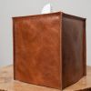 Copper Brown Leather Single Tissue Box Cover | Toiletry in Storage by Vantage Design