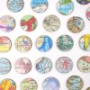 Vintage World Map Dots Collage, Circle | Paintings by Amelia Coward