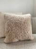 18” x 18” Tan Shearling Sheepskin Pillow | Cushion in Pillows by East Perry. Item made of fiber