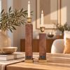 Handmade Candle Holders Set of 2, Wooden Candlesticks, Modern Geometric Home Decor, Housewarming Gift | Decorative Objects by Vesta Corte