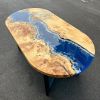Custom made epoxy dining table with ocean design | Tables by Ironscustomwood