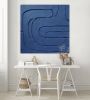 Navy Blue Geometric Wall Art | Mixed Media in Paintings by Berezart. Item made of canvas with paper works with boho & minimalism style
