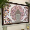 Meditating Buddha With Bodhi Tree Original Handmade Bejewell | Embroidery in Wall Hangings by MagicSimSim