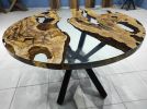 Custom Order Diameter, Round Olive Wood, Clear Epoxy Dining | Dining Table in Tables by LuxuryEpoxyFurniture. Item composed of wood and synthetic