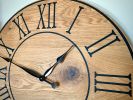 Large Flat Sawn White Oak Wall Clock | Decorative Objects by Hazel Oak Farms. Item made of wood