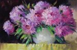 Purple peony flowers painting canvas art 8x12 inches, Purple | Oil And Acrylic Painting in Paintings by Natart. Item made of canvas with synthetic works with contemporary style