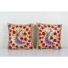 Suzani Textile Throw Pillow, Silk Cotton Blend Peacock Desig | Cushion in Pillows by Vintage Pillows Store