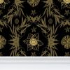 IVI Poppy Daisies & Cannabis Leaves Black Gold | Wallpaper in Wall Treatments by Sean Martorana. Item made of paper