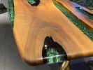 Green Epoxy Resin Table, Modern Dining Table | Tables by Tinella Collection. Item made of walnut & metal compatible with contemporary and modern style