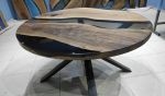 Diameter Smoke Gray Walnut Round Epoxy Coffee table | Dining Table in Tables by LuxuryEpoxyFurniture. Item made of wood & synthetic