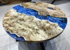 Live Edge Round Epoxy Table, Ocean Resin River Dining Table | Tables by LuxuryEpoxyFurniture. Item made of wood with synthetic