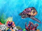 Sea Turtle - Ocean Wildlife | Prints by Brazen Edwards Artist. Item composed of canvas and paper