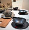 Unique Handmade Black Ceramic 20-Piece Dinnerware Set | Plate in Dinnerware by YomYomceramic. Item made of ceramic