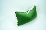 green pom pom cushion // jumbo pom pom pillow // velvet pom | Pillows by velvet + linen