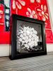 Framed black and white floral bookshelf decor, ivory | Wall Sculpture in Wall Hangings by Natasha Kanevski. Item in minimalism or contemporary style