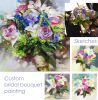 Bridal flowers bouquet canvas painting, Romantic memory | Oil And Acrylic Painting in Paintings by Natart. Item made of canvas with synthetic