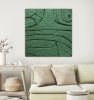 Wabi sabi green minimalist painting green canvas art dark | Mixed Media in Paintings by Berez Art. Item composed of canvas and paper in minimalism or mid century modern style