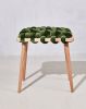 Olive Green Velvet Woven Stool | Chairs by Knots Studio. Item made of wood with fabric