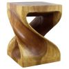 Haussmann® Wood Twist End Table 15 x 15 x 20 inch High Oak | Tables by Haussmann®