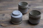 SET OF 4 tea or coffee espresso cup, grey matte edge minimal | Drinkware by Laima Ceramics. Item made of ceramic works with minimalism & rustic style