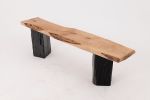 Live Edge Solid Wood Bench with Charred Legs, Organic Modern by Logniture | Benches & Ottomans by Logniture