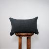 Black and Grey Woven Wool Lumbar Pillow 12x19 | Pillows by Vantage Design