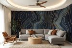 Blue Wavy Lines — Abstract Luxury Wallpaper Mural | Wall Treatments by ELLE WALLS