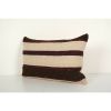 Handmade Organic Wool Striped Lumbar Pillow Cover | Sham in Linens & Bedding by Vintage Pillows Store. Item composed of cotton and fiber