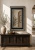 Art Deco Bone Inlay Chevron Mirror, Geometric Wall Decor, Handcrafted Black and White Frame | Decorative Objects by IKKAZA