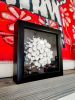 Framed black and white floral bookshelf decor, ivory | Wall Sculpture in Wall Hangings by Natasha Kanevski. Item in minimalism or contemporary style