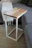 Solid Ash Wood & White Metal C Table with Walnut Stain | Side Table in Tables by Hazel Oak Farms. Item made of wood with metal