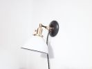 Adjustable Bedside Reading Wall Light - Matte Black & White | Sconces by Retro Steam Works. Item made of fabric & metal compatible with mid century modern style