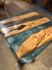 Epoxy Resin Table - Epoxy Coffee Table - Epoxy Side Table | Tables by Tinella Collection. Item made of oak wood with metal works with contemporary & art deco style