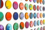 Three Hundred And Twenty Four Splash Dots Painting With Gold Leaf | Collage in Paintings by Amelia Coward