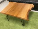 Sycamore Live Edge Coffee Table with Steel Hairpin Legs | Tables by Carlberg Design. Item made of wood works with minimalism style