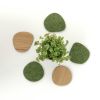 Oval shape green felt and Oak wood coasters. Set of 6 | Tableware by DecoMundo Home. Item composed of oak wood and fabric in minimalism or mid century modern style