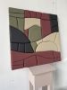 Modern Geometric Wall Art – Textured Plaster Painting – Handmade Mixed Color Artwork – Abstract 3D Relief in Moss, Burgundy, Beige and Black | Wall Sculpture in Wall Hangings by Vaiva Art Atelier