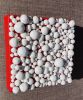 Sphere Wall Sculpture, Bubbles wall sculpture, white and red | Wall Hangings by Natasha Kanevski. Item made of canvas works with minimalism & contemporary style